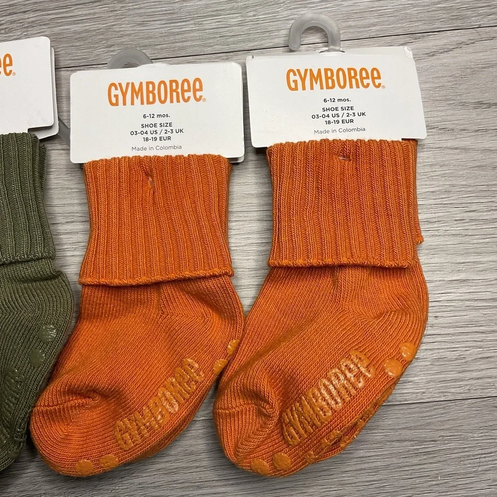 Gymboree Basic Orange And Green‎ Boys Size 6-12 M Socks NWT